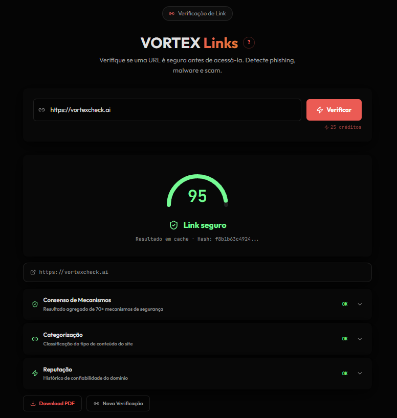 Link verificado como seguro — Score 95/100