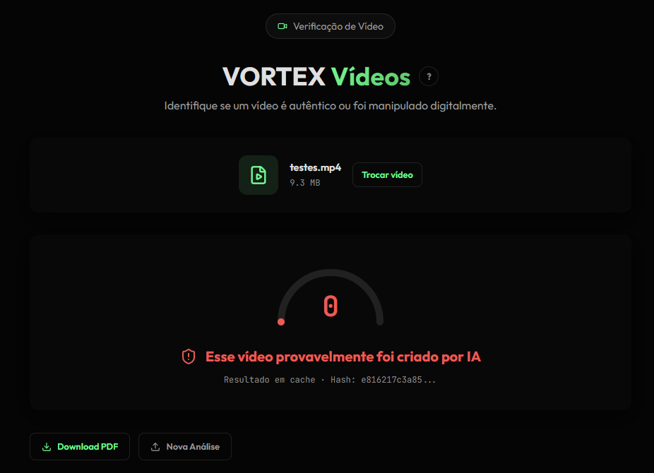 Deepfake detectado — Score 0/100